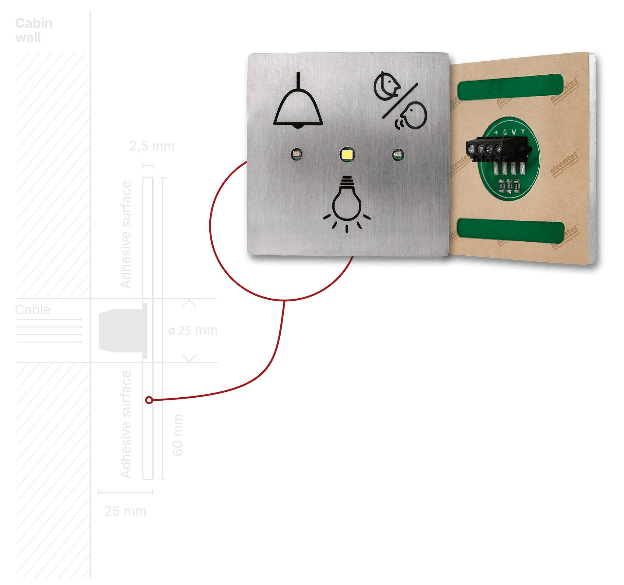 alcomtec Pictogram Panel with schematic drawing